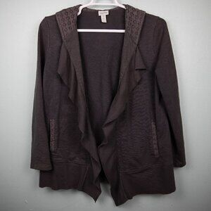 Zenergy by Chico's grey waterfall open hooded cardigan-2